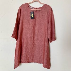 NWT Bryn Walker 100% Linen tunic 3/4 sleeve top size XXL
